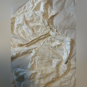 Roxy white linen drawstring beach pant